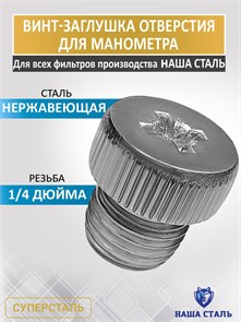 Заглушка в отверстие для манометра для фильтров Наша Сталь ТИТАНОФ винт
